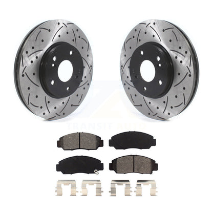 Coated Drill Slot Disc Brake Rotors Semi-Metallic Pad Front Kit For Honda Accord