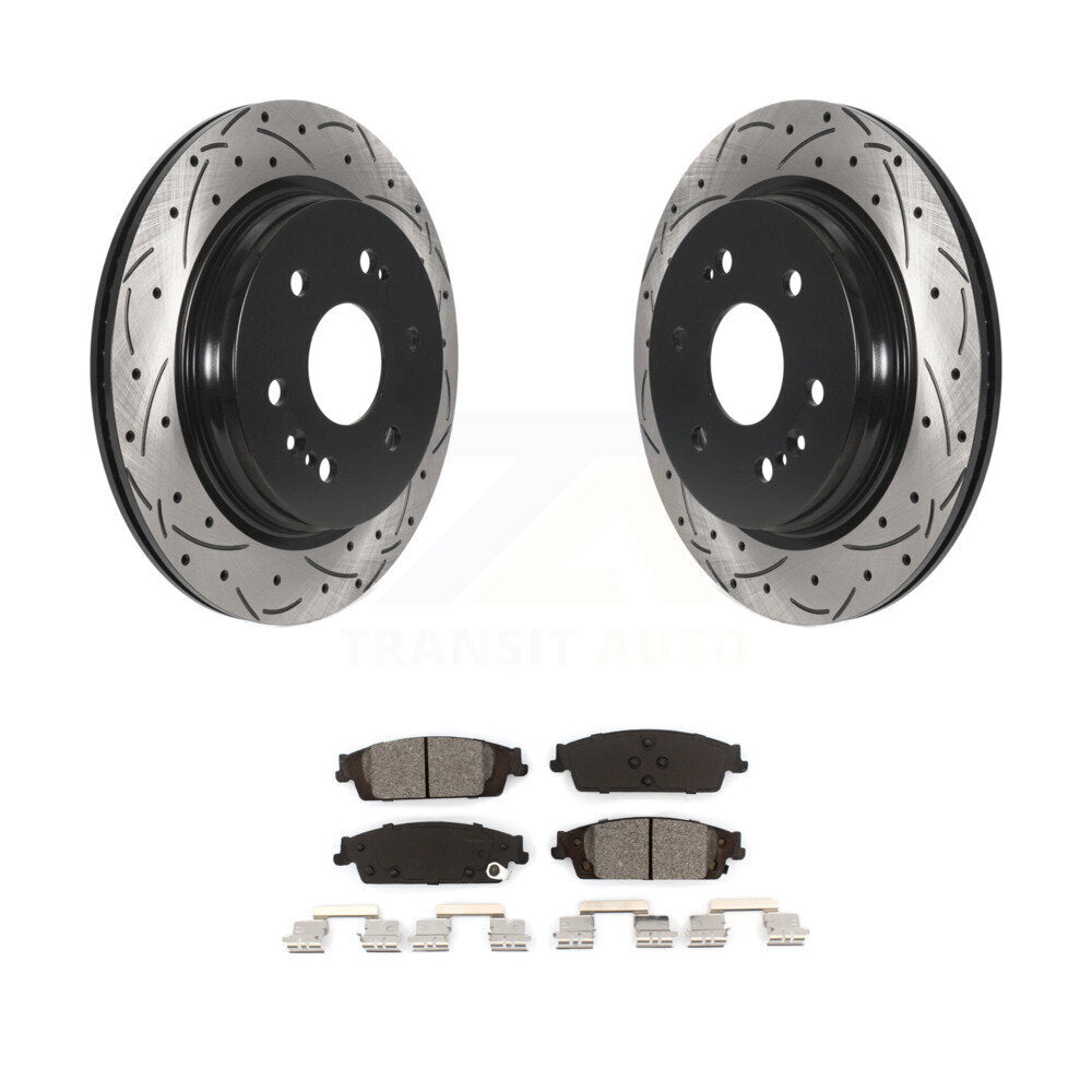 Drilled Slot Brake Rotor Semi-Metallic Pad Rear Kit For Chevrolet Silverado 1500
