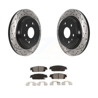 Drilled Slot Brake Rotor Semi-Metallic Pad Rear Kit For Chevrolet Silverado 1500