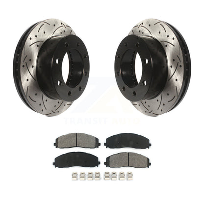 Drill Slot Brake Rotor Semi-Metallic Pad Front Kit For Ford F-250 Super Duty 4WD