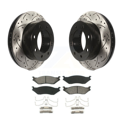 Drilled Slot Brake Rotor & Semi-Metallic Pad Front Kit For Ford F-450 Super Duty