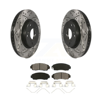 Coated Drilled Slot Disc Brake Rotors Semi-Metallic Pad Front Kit For Honda CR-V