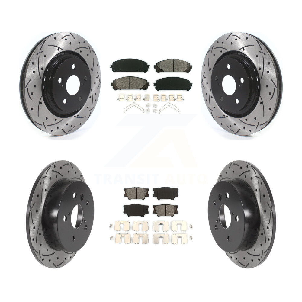 Drill Slot Brake Rotors Semi-Metallic Pad Front Rear Kit For 22 Toyota Camry TRD