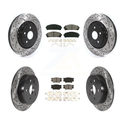 Drill Slot Brake Rotors Semi-Metallic Pad Front Rear Kit For 22 Toyota Camry TRD