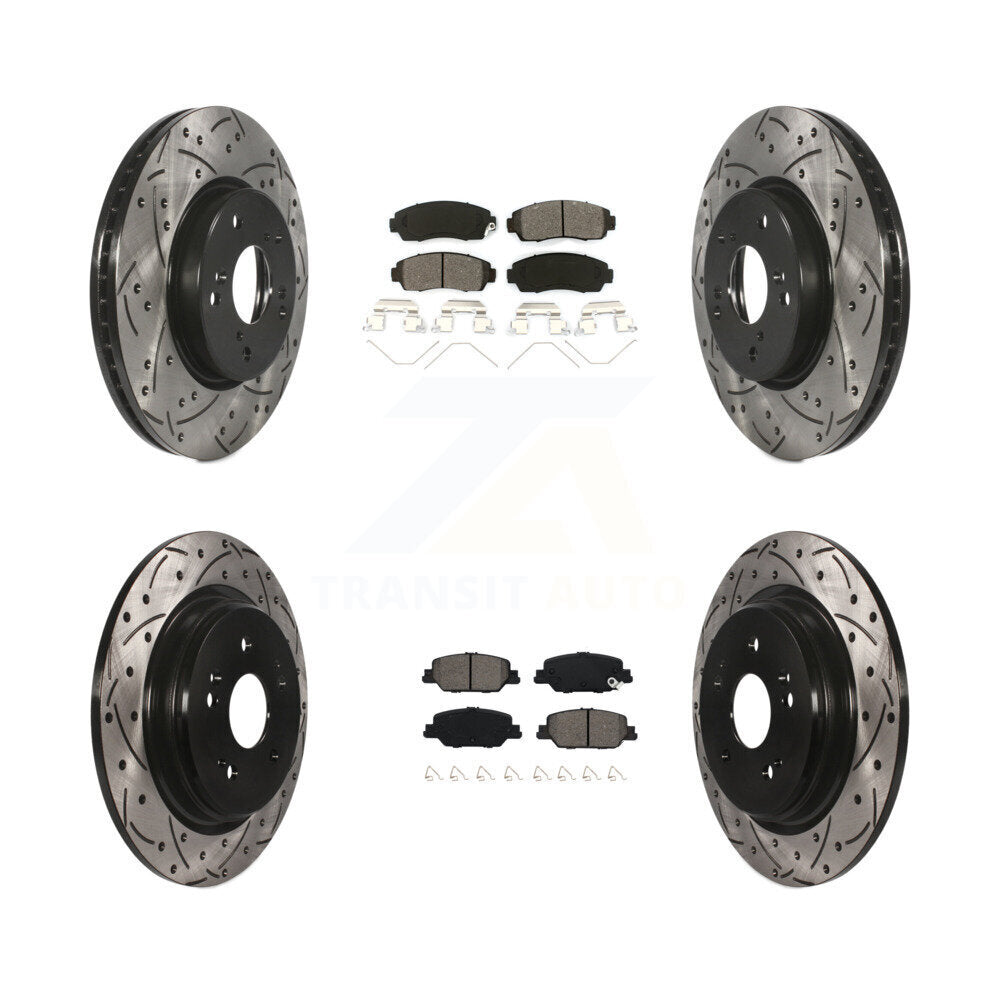 Coat Drill Slot Disc Brake Rotor Semi-Metallic Pad Front Rear Kit For Honda CR-V