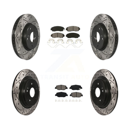Coat Drill Slot Disc Brake Rotor Semi-Metallic Pad Front Rear Kit For Honda CR-V