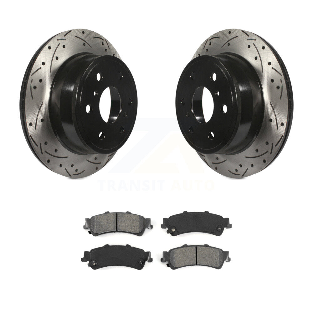 Drilled Slot Brake Rotors Semi-Metallic Pad Rear Kit For GMC Sierra 1500 Classic