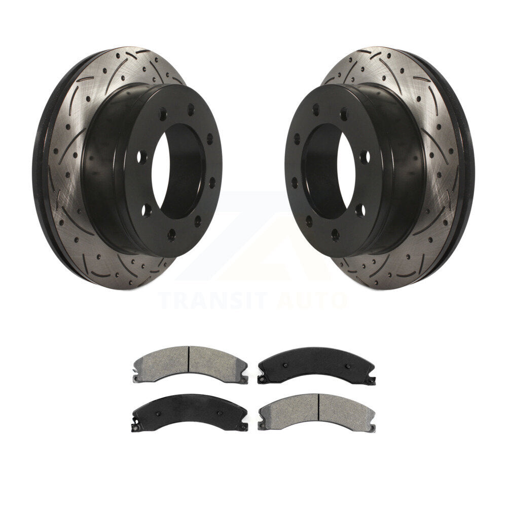 Drilled Slot Brake Rotor & Semi-Metallic Pad Rear Kit For Chevrolet Express 4500