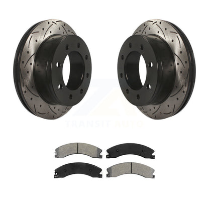 Drilled Slot Brake Rotor & Semi-Metallic Pad Rear Kit For Chevrolet Express 4500