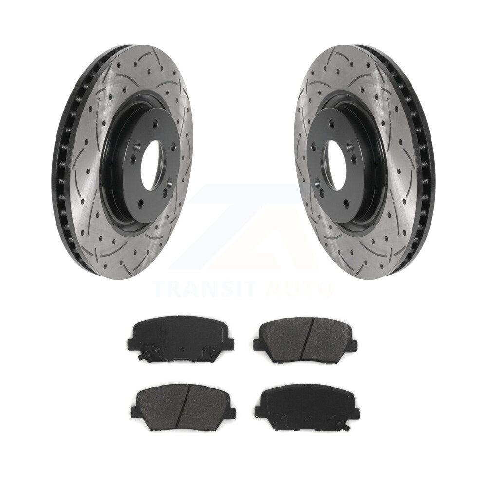 Drilled Slot Brake Rotors Semi-Metallic Pad Front Kit For 2019-2022 Hyundai Nexo
