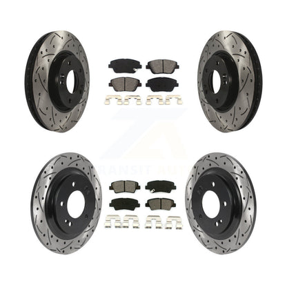Drill Slot Disc Brake Rotors Semi-Metallic Pad Front Rear Kit For Hyundai Sonata