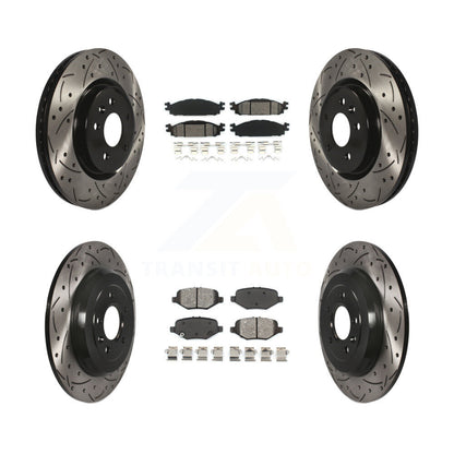 Drilled Slot Disc Brake Rotor Semi-Metallic Pad Front Rear Kit For Ford Explorer