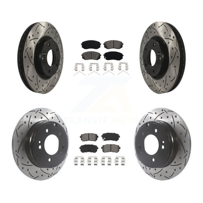 Drill Slot Disc Brake Rotors Semi-Metallic Pad Front Rear Kit For Hyundai Sonata