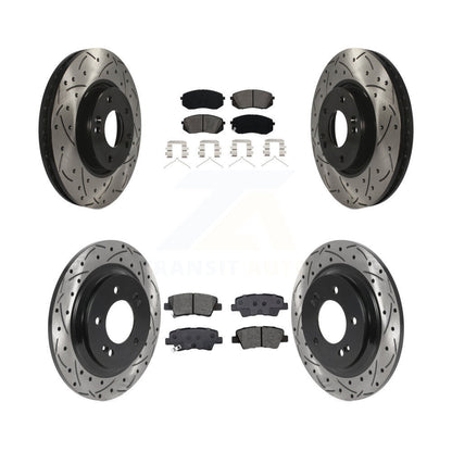 Drill Slot Disc Brake Rotors Semi-Metallic Pad Front Rear Kit For Hyundai Sonata