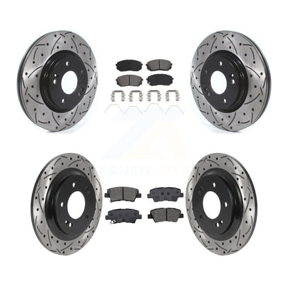 Drilled Slot Brake Rotor Semi-Metallic Pad Front Rear Kit For Hyundai Elantra GT