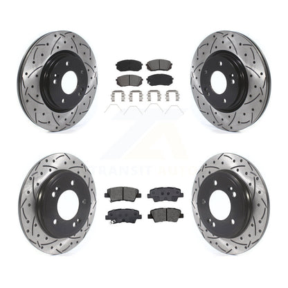 Drilled Slot Brake Rotors Semi-Metallic Pad Front Rear Kit For Kia Forte Hyundai