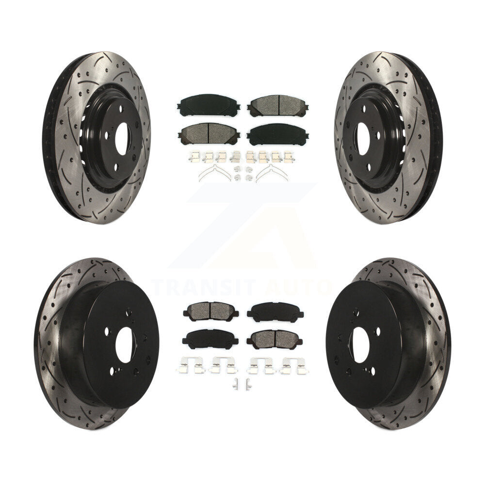 Drilled Slot Brake Rotors Semi-Metallic Pad Front Rear Kit For Toyota Highlander