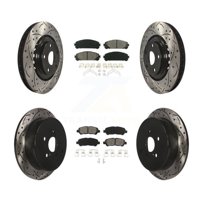 Drilled Slot Brake Rotors Semi-Metallic Pad Front Rear Kit For Toyota Highlander
