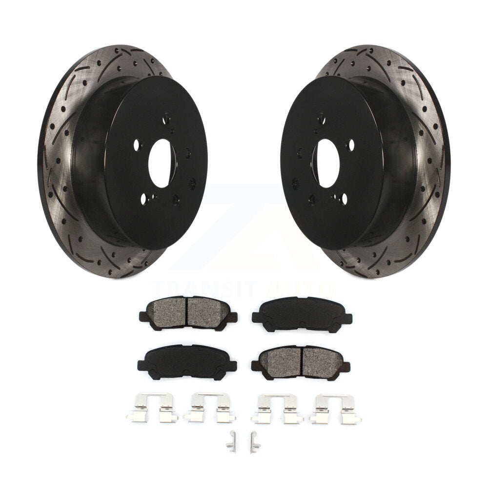Drilled Slot Disc Brake Rotor & Semi-Metallic Pad Rear Kit For Toyota Highlander
