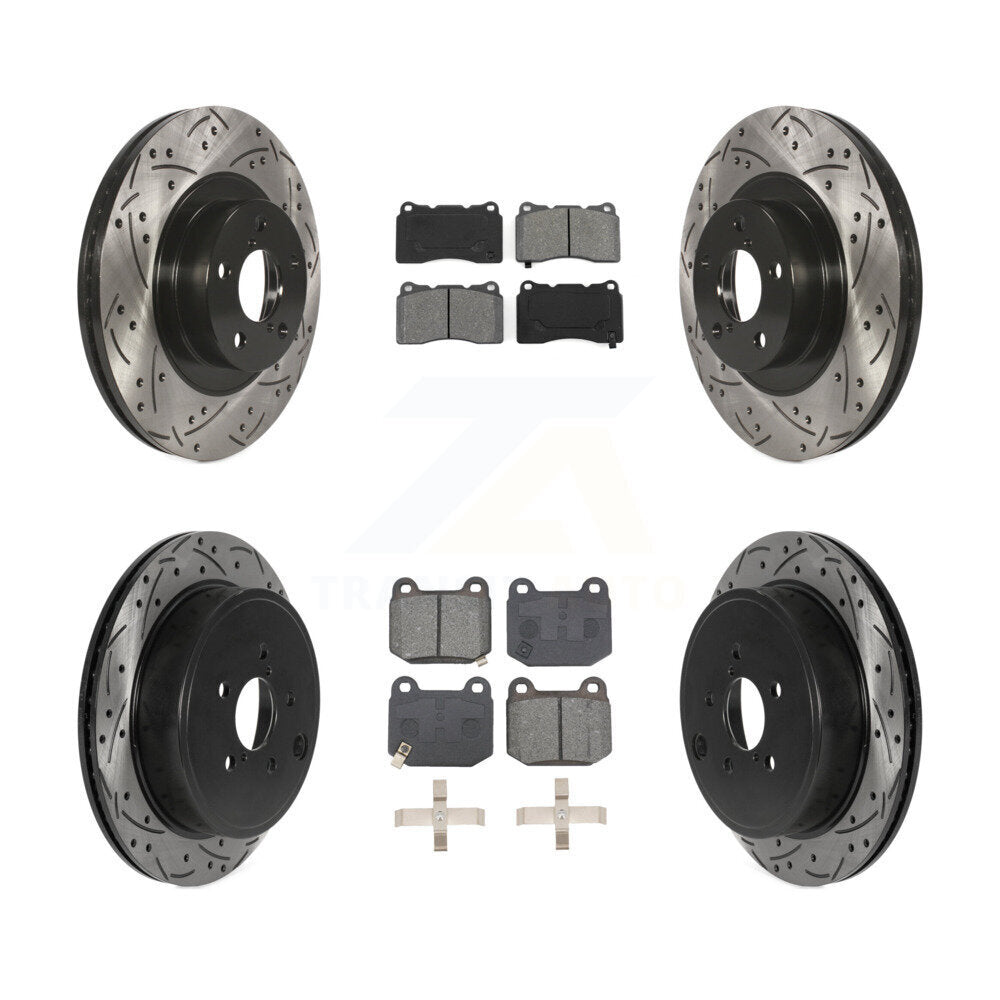 Coat Drill Slot Disc Brake Rotors Semi-Metallic Pad Front Rear Kit For Toyota 86