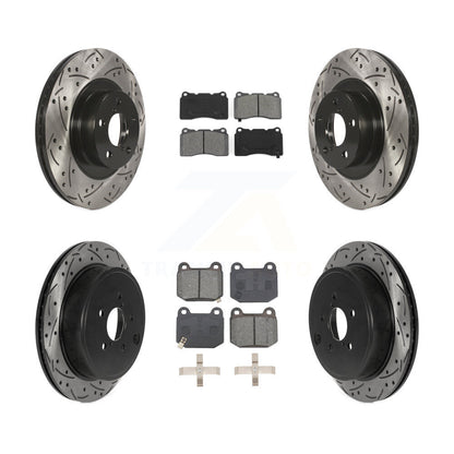 Coat Drill Slot Disc Brake Rotors Semi-Metallic Pad Front Rear Kit For Toyota 86