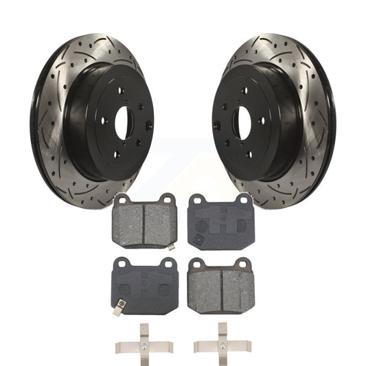Drilled Slot Brake Rotor & Semi-Metallic Pad Rear Kit For Subaru Impreza WRX STI