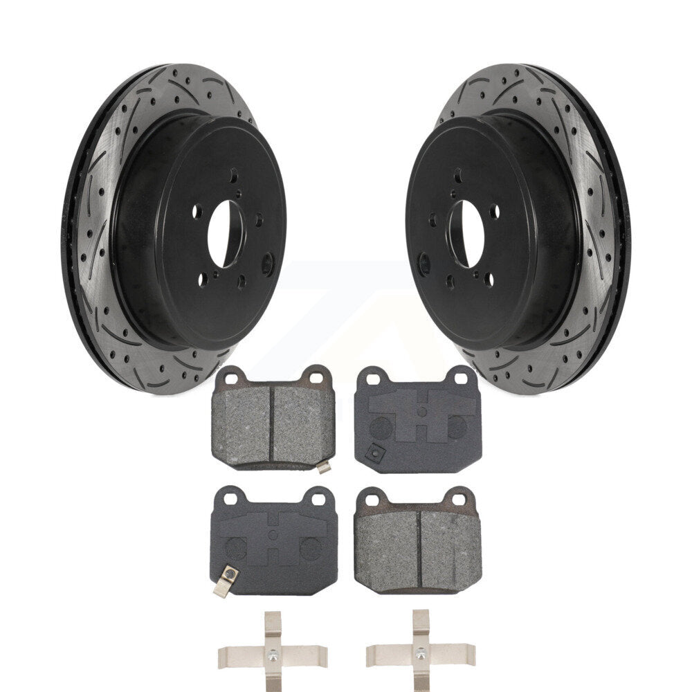 Drill Slot Disc Brake Rotors Semi-Metallic Pad Rear Kit For Subaru BRZ Toyota 86