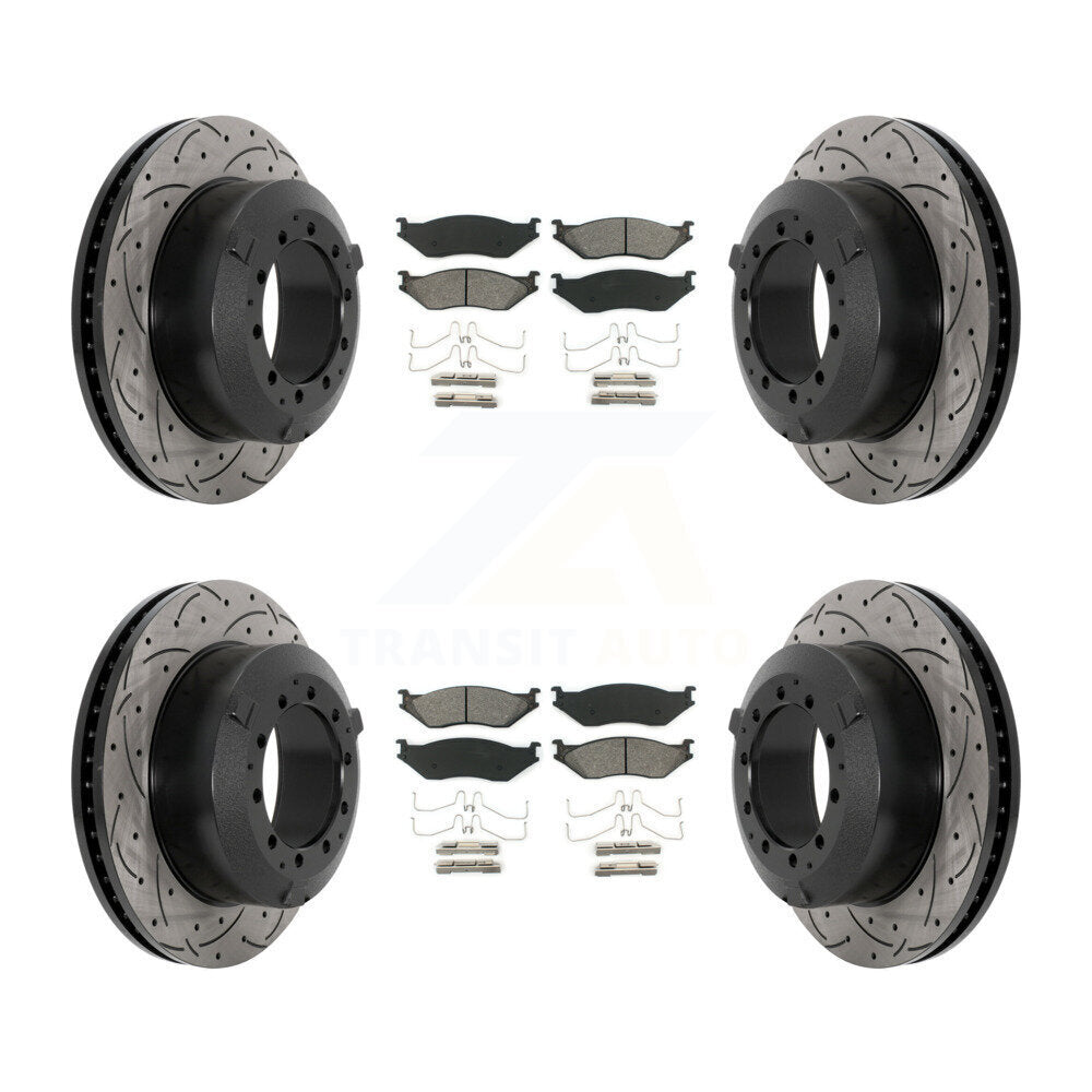 Drill Slot Brake Rotors Semi-Metallic Pad Front Rear Kit For International IC AE