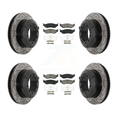 Drill Slot Brake Rotors Semi-Metallic Pad Front Rear Kit For International IC AE
