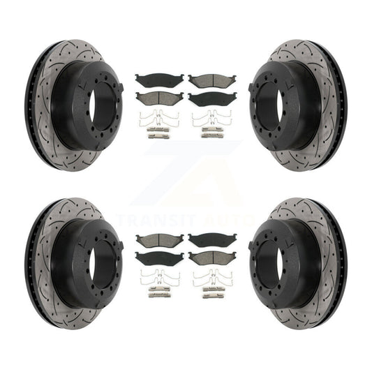 Drill Slot Brake Rotors Semi-Metallic Pad Front Rear Kit For International IC AE