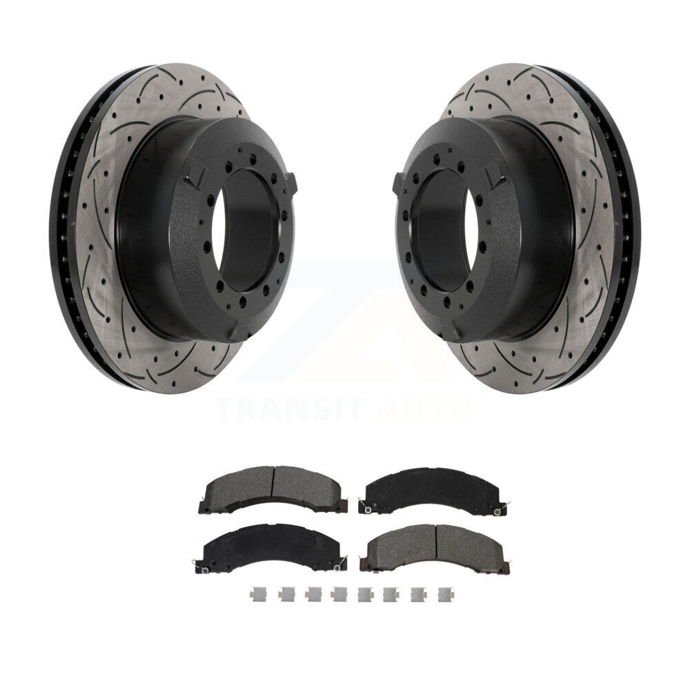 Drilled Slot Brake Rotor Semi-Metallic Pad Rear Kit For Ram Dodge Sterling Truck