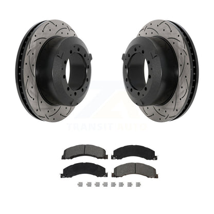 Drilled Slot Brake Rotor Semi-Metallic Pad Rear Kit For Ram Dodge Sterling Truck