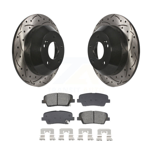 Drill Slot Brake Rotor Semi-Metallic Pad Rear Kit For Hyundai Santa Fe Sport Kia