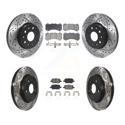 Drilled Slot Brake Rotor & Semi-Metallic Pad Front Rear Kit For Chevrolet Camaro