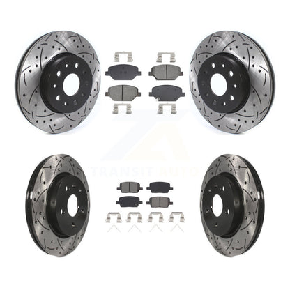 Drilled Slot Brake Rotor & Semi-Metallic Pad Front Rear Kit For Chevrolet Camaro
