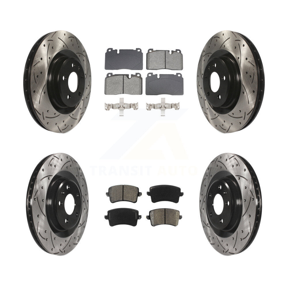 Coated Drill Slot Disc Brake Rotors Semi-Metallic Pad Front Rear Kit For Audi Q5
