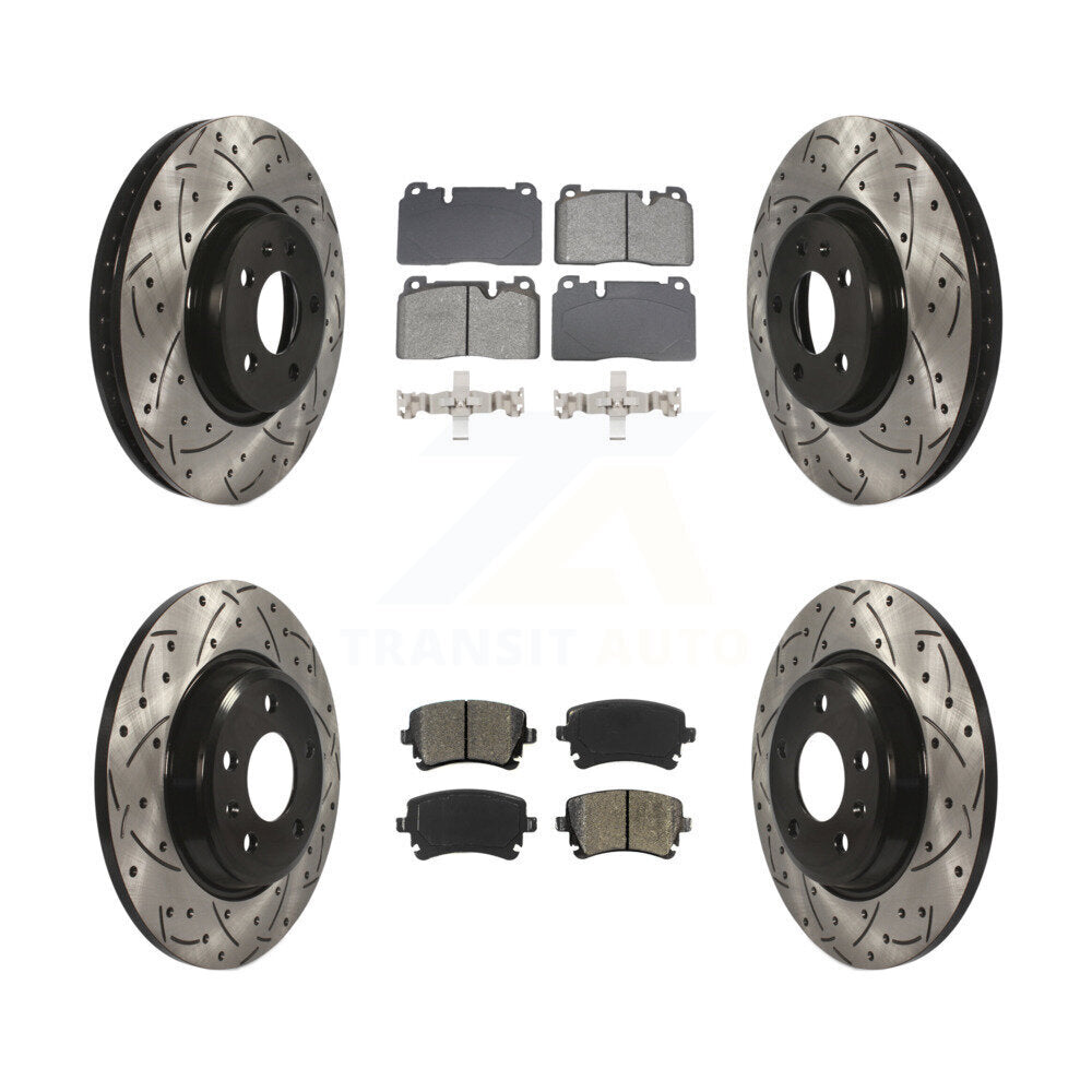 Drill Slot Brake Rotors Semi-Metallic Pad Front Rear Kit For Audi Q5 FLEX engine