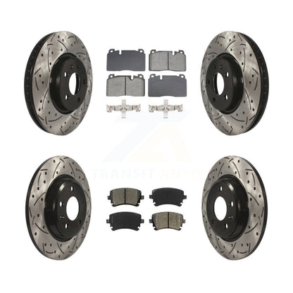 Drill Slot Brake Rotors Semi-Metallic Pad Front Rear Kit For Audi Q5 FLEX engine