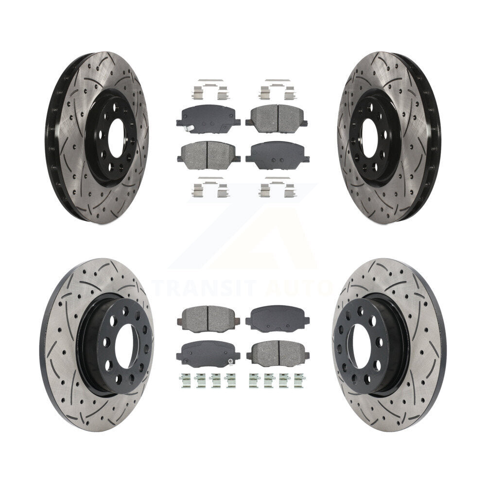 Drilled Slot Brake Rotor Semi-Metallic Pad Front Rear Kit For Jeep Renegade Fiat