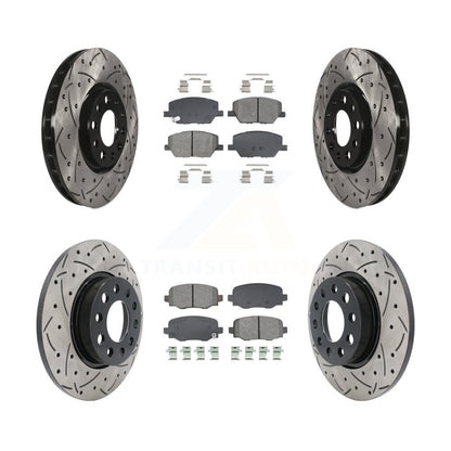 Drilled Slot Brake Rotor Semi-Metallic Pad Front Rear Kit For Jeep Renegade Fiat