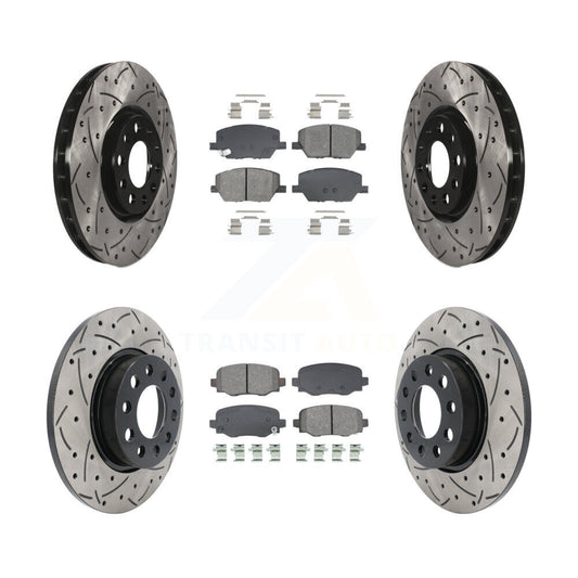 Drilled Slot Brake Rotor Semi-Metallic Pad Front Rear Kit For Jeep Renegade Fiat