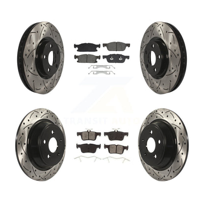 Drill Slot Brake Rotors Semi-Metallic Pad Front Rear Kit For Lincoln Continental