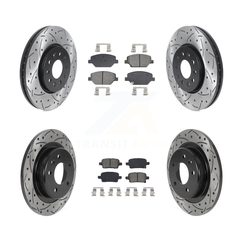Drilled Slot Brake Rotors Semi-Metallic Pad Front Rear Kit For Chevrolet Equinox
