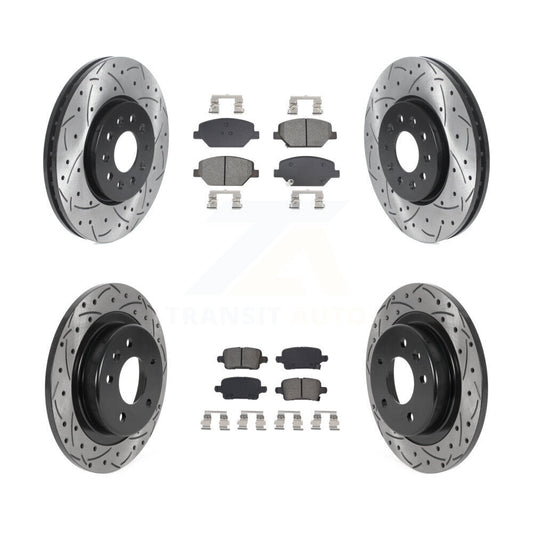 Drilled Slot Brake Rotors Semi-Metallic Pad Front Rear Kit For Chevrolet Equinox
