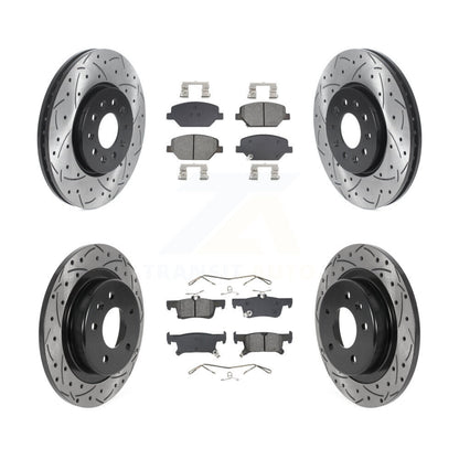 Drill Slot Disc Brake Rotors Semi-Metallic Pad Front Rear Kit For Buick Envision