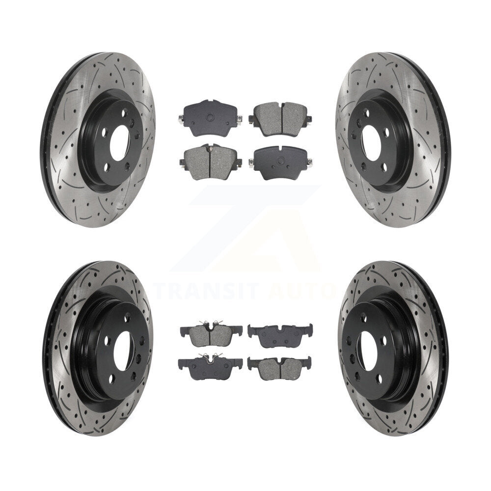 Drill Slot Brake Rotors Semi-Metallic Pad Front Rear Kit For BMW X1 X2 Mini 228i