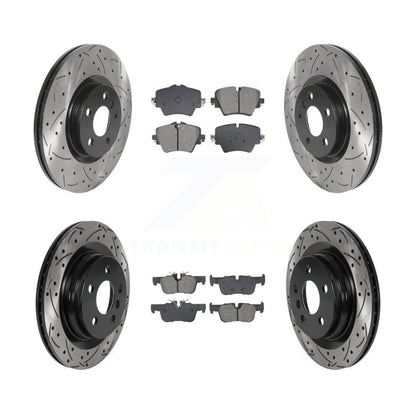Drill Slot Brake Rotors Semi-Metallic Pad Front Rear Kit For BMW X1 X2 Mini 228i