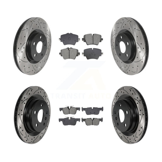 Drill Slot Brake Rotors Semi-Metallic Pad Front Rear Kit For BMW X1 X2 Mini 228i