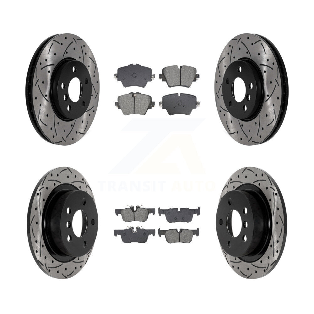 Drill Slot Brake Rotors Semi-Metallic Pad Front Rear Kit For Mini Cooper Clubman