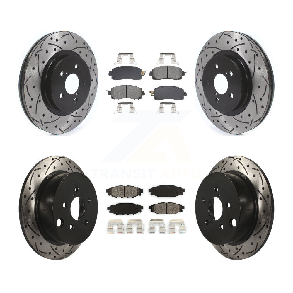 Drilled Slot Brake Rotor & Semi-Metallic Pad Front Rear Kit For Subaru Crosstrek